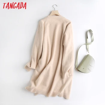 Tangada moterims, elegantiškas, kietas ilgas cardigan vintage megztinis rudens-žiemos mados negabaritinių megzti megztinis kailis BC83