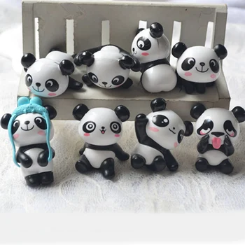 8Pcs/Set Mielas Animacinių filmų Panda Žaislinės Figūrėlės Kraštovaizdžio Pasakų Sodą, Mini Dekoro Kinų stiliaus Kawaii Panda Gyvūnų, modelių,