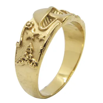 Naujausias Kietas Aukso Grybų Žiedas 316L Nerūdijančio Plieno, bižuterijos Dydis 7-13 Unisex Juosta Šalies Star Apskrito Žiedas