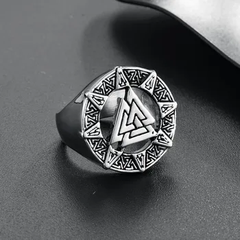 Valily Skandinavų Vikingų Žiedas Celti Mazgas Amuletas, Žiedas iš Nerūdijančio Plieno Punk Odin Simbolis Motorinių Dviratininkas Žiedai, Papuošalai Didmeninė Vyras