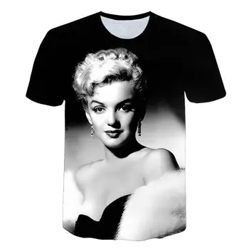 2019 Seksualus Star Pinup Girl Marilyn Monroe T Shirt 3D Rose/Vėliavos/Ballon Juokinga, T-marškinėliai Vyrams, Moterims Atsitiktinis Marškinėlius Drabužių 110-6XL