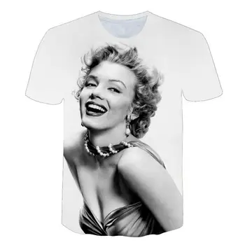 2019 Seksualus Star Pinup Girl Marilyn Monroe T Shirt 3D Rose/Vėliavos/Ballon Juokinga, T-marškinėliai Vyrams, Moterims Atsitiktinis Marškinėlius Drabužių 110-6XL