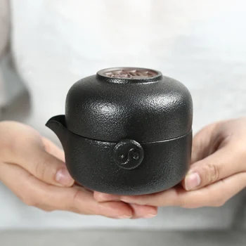 TANGPIN 2017 naują atvykimo juoda indų keramikos arbatinukas arbatos puodelio gaiwan nešiojamų kelionių arbatos rinkinys