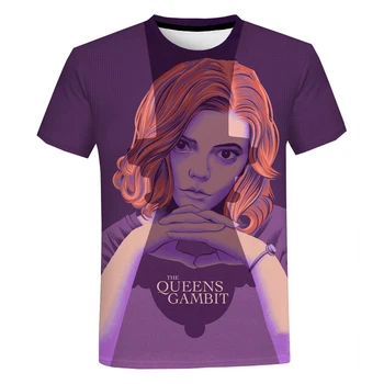 3D marškinėliai Vyrams Vasaros Hip-Hop Grafinis Trumpas Rankovės Atspausdinta Tee Queen ' s Gambit Filmus womenT Marškinėliai