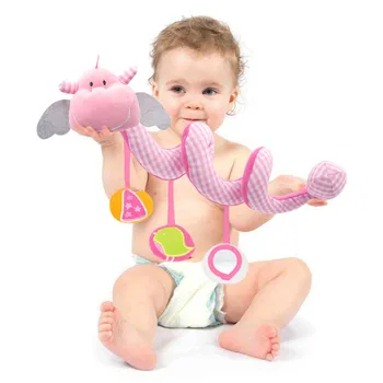 Kūdikių Rožinė Pliušinis Barškutis Vežimėlis Gyvūnų Nuraminti Žaislai Dovana Naujagimio 0-12 Mėnesių Kūdikis, Ranka Žaislai Lovelę Spiralės Kabo Mobile