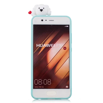 Top aplinkos apsaugos mobilųjį telefoną atveju Huawei p10 patvarus molio soft shell Gražių Animacinių filmų Baltas Plonas dangtelis