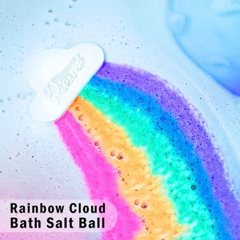 Vaivorykštinis Debesis druska eterinis aliejus drėkina odos šveitimo perlinė vonia kamuolys, naudojamas odos priežiūros gamtinių burbuliukų vonia