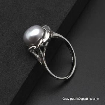 Gražus floret natūralių Perlų žiedai Gėlavandenių juoda Perlų aukščio, žiedai, vestuvių žiedai moterims