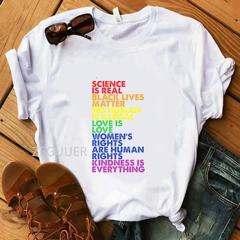 Moterų Marškinėliai Mokslas yra tikra Juoda Gyvybes Klausimas, Meilė Yra Meilė, Lygybė Medvilnės, Baltos Mergina T-shirt Lady Minkštas Harajuku Viršūnės