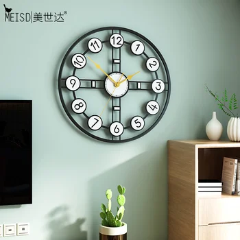 MEISD Naujas Metalo Sieniniai Laikrodžiai Kambarys Žiūrėti Dizaineris Apvalus Laikrodis Juodos horloge Kambarį Apdaila Kvarco Adata Nemokamas Pristatymas