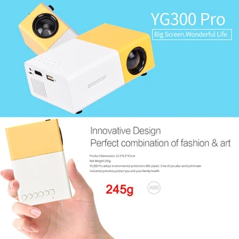 Salange YG300 Pro Projektorius LED 800 liumenų 3.5 mm Audio 320 x 240 Pikselių HDMI USB Mini Projektorius Namų Media Player