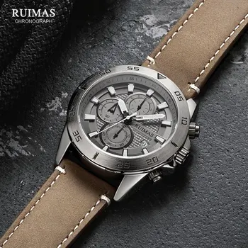 MEGIR & RUIMAS 2020 Chronograph Kvarcas Laikrodžiai Vyrų Mados Prabangus Odinis Dirželis Laikrodis Atsitiktinis Vandeniui Šviesos Watch Vyras