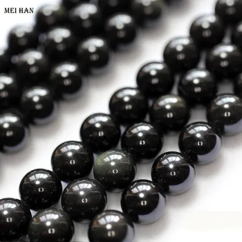 Meihan Nemokamas pristatymas 6mm 8mm 10mm 12mm kaip 14mm gamtos obsidianas apvalių karoliukų, skirta apyrankės juvelyrikos priėmimo dizaino ar dovana