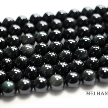 Meihan Nemokamas pristatymas 6mm 8mm 10mm 12mm kaip 14mm gamtos obsidianas apvalių karoliukų, skirta apyrankės juvelyrikos priėmimo dizaino ar dovana