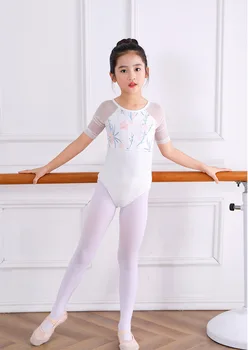 Trumpas Rankovės Baleto Sijonas Vaikus Naują Spausdinimo Baltas Kostiumas Leotard Merginos Aukštos Kokybės Elegantiškas Baleto Šokių Drabužiai