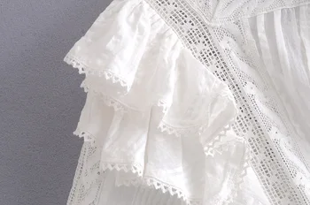TEELYNN Drugelio Nėrinių Mini Pakopų Suknelė Womem Vintage Baltas Medvilnės Gėlių Siuvinėjimas 2021 M. Vasaros Suknelės, Šaliai, Aukštos Kokybės