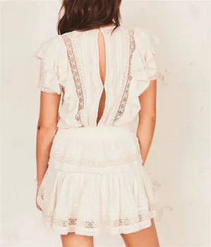 TEELYNN Drugelio Nėrinių Mini Pakopų Suknelė Womem Vintage Baltas Medvilnės Gėlių Siuvinėjimas 2021 M. Vasaros Suknelės, Šaliai, Aukštos Kokybės