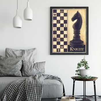 Šachmatų Drobės Tapybos Sienos Meno Nuotrauką Kambarį Plakatas Apdailos Nuotrauką be Rėmelio Šviesą ir Nostalgiškų Spausdinti Sienos Menas