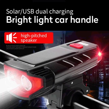 Dviračių Varpas Su Šviesos 2000mAh USB Įkraunamas Saulės Energijos 3 rūšių LED Priekinės Šviesos Saulės Energijos LED Dviračio Žibintas Ciklo Žibintuvėlis