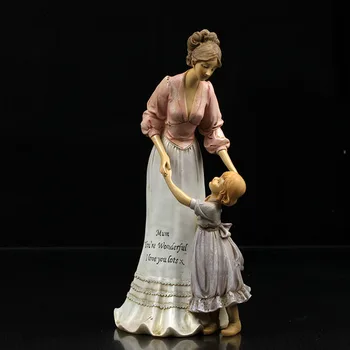 Europos Retro Dervos Motina Vaiko Statula Papuošalai Amatų Namų Stalo Mama Vaikų Figūrėlės Miniatiūros Apdailos Meilės Dovanos Menas