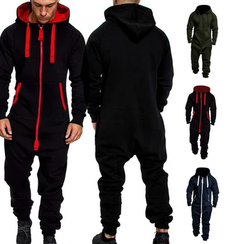 Rudenį, Žiemą Hoodies darbo drabužiai Vyrams Sujungimas Jumpsuit ilgomis Rankovėmis Vyrų Drabužiai Mens Jumpsuits Vienos dalies Drabužis, Pajama Streetwear