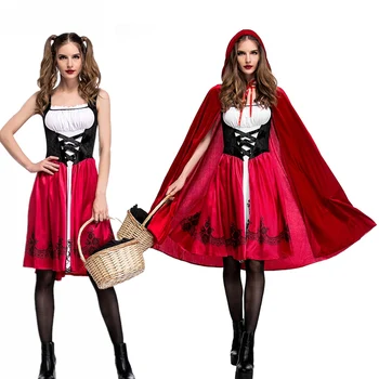 Ataullah Mažai Raudona Jojimo Hood Adault Cosplay Kostiumas Helovinas Wicca Apsiaustas Moteris Karnavalas Šalis Karalienė Dress DW003
