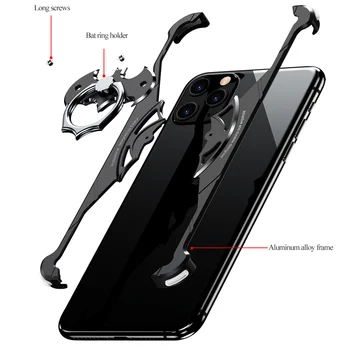 Atveju IPhone, 12 Mini Pro 11 Max Metalo Anti-rudenį Bamperio Dangtelis Gpgb Formos Metalo oro Pagalvė Atveju su Žiedo Laikiklis, skirtas 