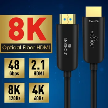 Optinio Pluošto Kabeliai 4K 8K HDMI 2.0 2.0 b 2.1 48Gbps Ultra High Speed HDR LANKO HDCP 2.2 Garsiakalbis TV Vaizdo MOSHOU pluošto optique