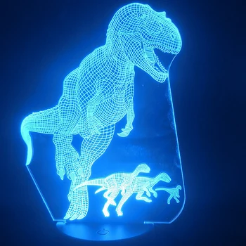 Naktinė lempa Juros periodo Parkas Tyrannosaurus Rex Medžioklės Unikalus Prizas už Vaiko Kambario Dekoracija App Kontrolės Gimtadienio Dovanos 3d Lempos
