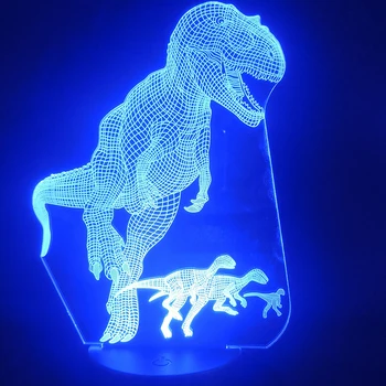 Naktinė lempa Juros periodo Parkas Tyrannosaurus Rex Medžioklės Unikalus Prizas už Vaiko Kambario Dekoracija App Kontrolės Gimtadienio Dovanos 3d Lempos