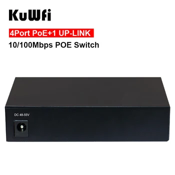 KuWFi POE Switch 4+1 Uostų 100 mbps IEEE 802.3 af/ne Fast Ethernet Switcher VAIZDO kameros sistema/Bevielės AP Pratęsti 250M