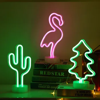 Ins kūrybos Kalėdų USB LED neon naktį šviesa, vaivorykštė Vienaragis flamingo naktį šviesos dvipusis LED Helovinas kūdikių dovanų