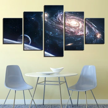 Drobė Paveikslų, Namų Dekoro Kambarį HD Spaudinių Plakatas 5 vnt Kosmoso Planetos Žvaigždėtą Dangų Nuotraukos Sienos Meno Pagrindų