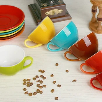 MHV 220 ml aukštos kokybės keraminės kavos puodeliai Kavos puodelio Paprasta nustatyti Europos stiliaus Kapučino gėlių puodeliai Latte