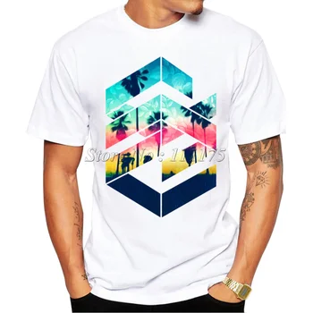 Vyriški 2019 Geometrinis Sunset Beach Dizaino Marškinėliai Berniukas Kietas Viršūnes Hipster Spausdinti Vasaros T-shirt