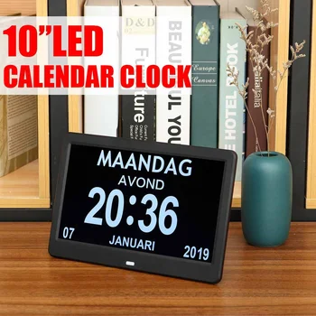 LED10 colių ekranas stalinis laikrodis Skaitmeninis Kalendorių, Žadintuvą, multi-funkcija, Skaitmeninis Laikrodis Sieninis Stovas-įkroviklis, skirtas 