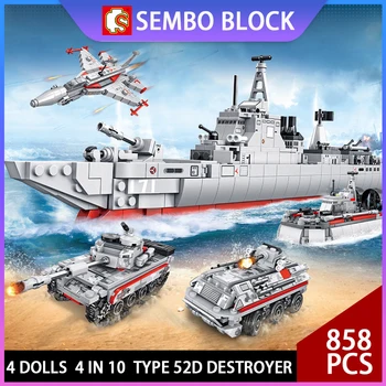 Sembo Kūrimo Bloką Karinės 052 Raketų Laivas Lėktuvų Ir tankų 4 1 Karo laivas Statybos Plytų 105421-105424 Vaikams, Žaislai