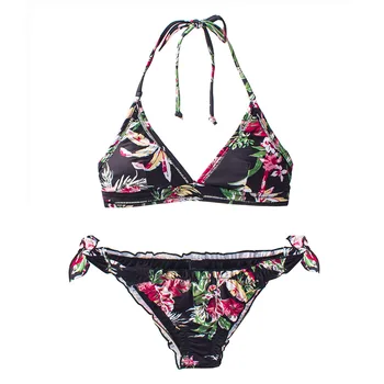 Gėlių Spausdinti Thong Bikini Rinkiniai, Tvarstis Moters maudymosi kostiumėlį Push Up Pynimas maudymosi Kostiumėliai Moterims 2020 Trinkelėmis Biquini Brazilijos Maudymosi Kostiumas