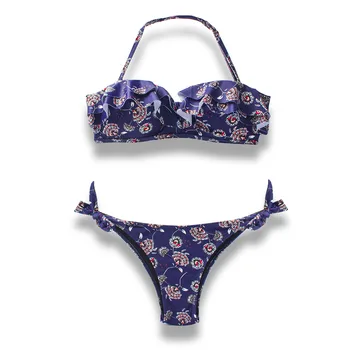 Gėlių Spausdinti Thong Bikini Rinkiniai, Tvarstis Moters maudymosi kostiumėlį Push Up Pynimas maudymosi Kostiumėliai Moterims 2020 Trinkelėmis Biquini Brazilijos Maudymosi Kostiumas