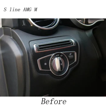 Automobilių Optikos priekinių Žibintų Jungiklio Mygtukai Dekoratyvinis Apima Apdaila, Interjero Lipdukas, skirtas Mercedes Benz W205 C Klasės GLC Auto priedai