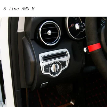 Automobilių Optikos priekinių Žibintų Jungiklio Mygtukai Dekoratyvinis Apima Apdaila, Interjero Lipdukas, skirtas Mercedes Benz W205 C Klasės GLC Auto priedai
