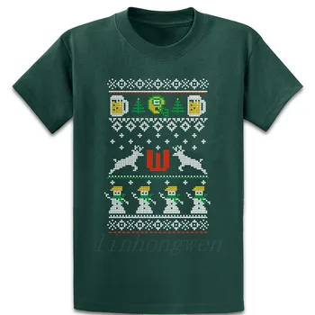 Kalėdų Viskonsino Ilgomis Rankovėmis Marškinėliai T Shirt Oficialų O Kaklo Garsaus Dizainerio Pavasario Rudens Medvilnės Kvėpuojantis Cool Marškinėliai