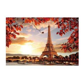 Romantiškas Miestas, Pora Paryžiaus Eifelio Bokštas Kraštovaizdžio Abstrakčiai Aliejaus Tapybos Drobės Plakatus Spausdina Sienos Nuotrauka Už Lovą Kambaryje Neįrėminti