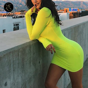 Stora Golfo Bodycon Suknelė Skraiste Užtrauktukas Femme Ete 2021 Neoninė Žalia Liuminescencinės Suknelė Nykščio Skylę Sukienka Sporto Suknelė Moterims