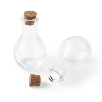 2vnt Aišku, Lemputės Formos Stiklo Butelis Granulių Talpyklų su Tamponai Papuošalai Pakuotės,apie 88x49mm,Skylė:15mm