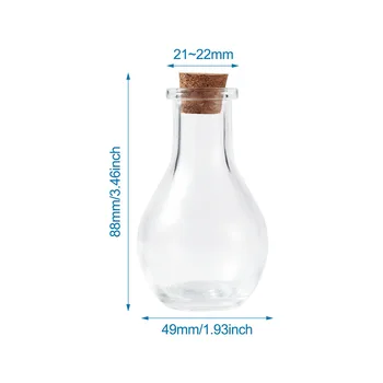 2vnt Aišku, Lemputės Formos Stiklo Butelis Granulių Talpyklų su Tamponai Papuošalai Pakuotės,apie 88x49mm,Skylė:15mm