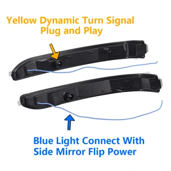 Mėlyna Balta Geltona Dinamiškas Posūkio Signalo LED galinio vaizdo Veidrodis Indikatorius, Indikatorių Kartotuvas Šviesos Kia Forte K3 YD 2019 2020