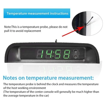Automobilių Laikrodžiai su Nakties Ekrano Termometras Auto Vidaus Klijuoti ant Skaitmeninio Žiūrėti Saulės energija Varomas 24 Valandų Automobilių Laikrodis
