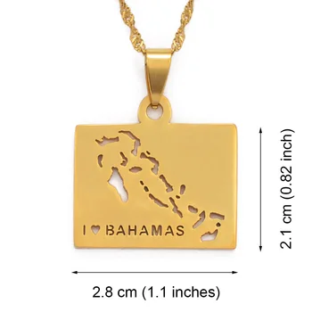 Anniyo Bahamų salos Žemėlapis Pakabukas Kaklo Moterims, Merginoms Aukso Spalvos Salą, Papuošalai, Dovanos #110321