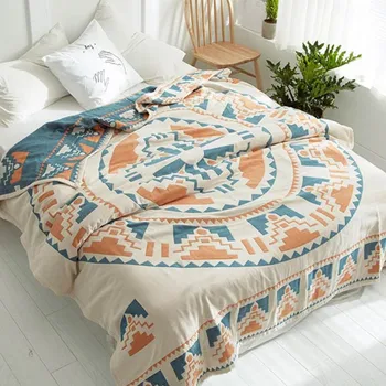 Vasarą lengviau atsikvėpti antklodė medvilnės audinio antklodė Bohemijos Stiliaus antklodė 200*230cm AB pusėje lovatiesė 4 sluoksniu Marle Žakardo lova padengti